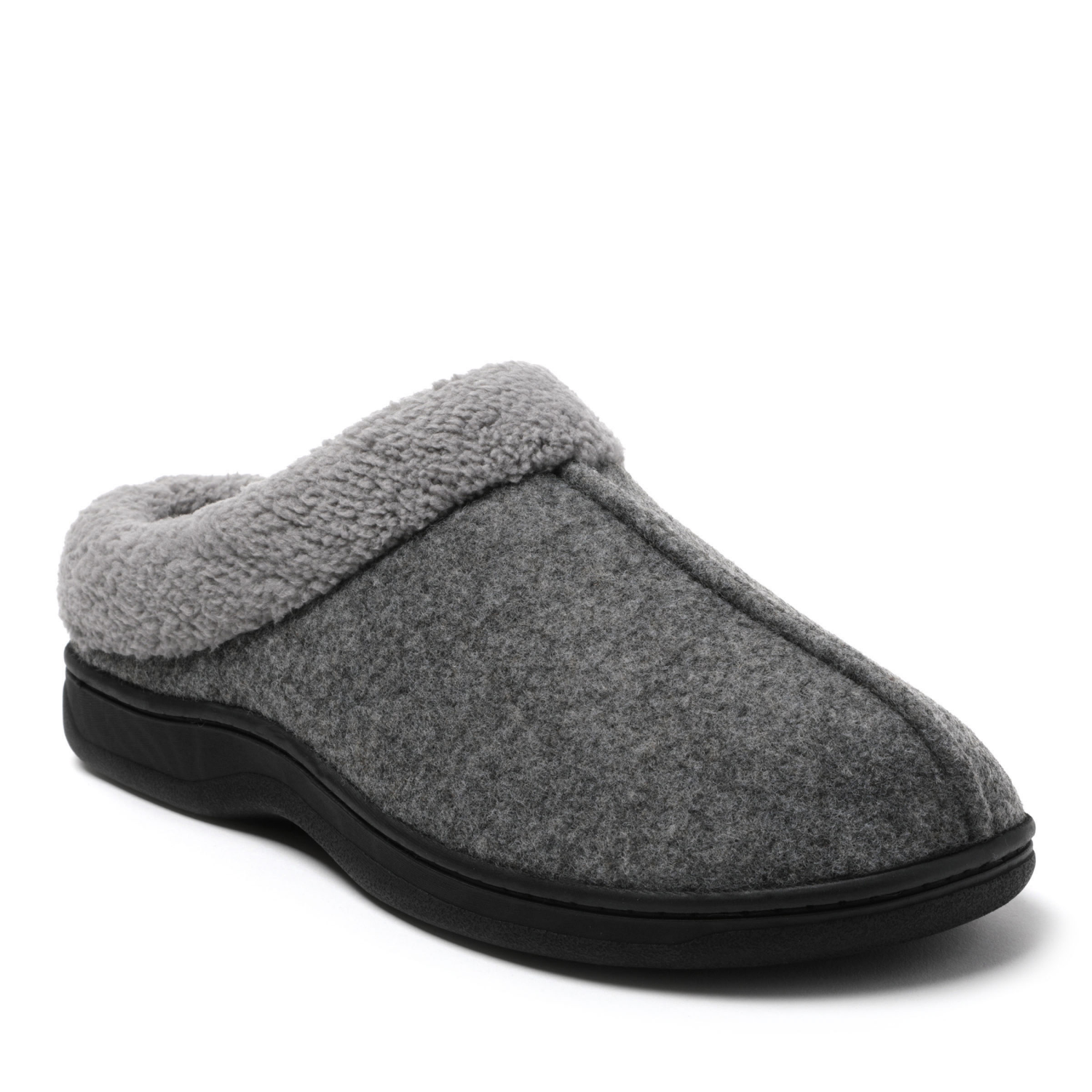 slide 1 of 4, Dearfoams Men's Dustin Felted Clog with Berber Collar Slippers, Grey, Size XL, XL