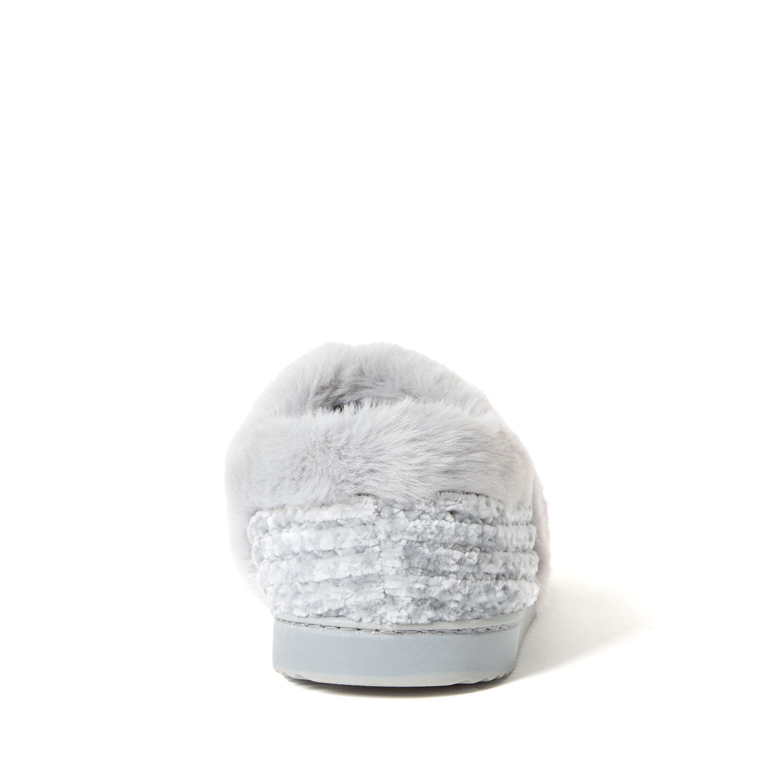 slide 2 of 6, Dearfoams Chenille Closed Back Slippers, Grey, Size Large, LG