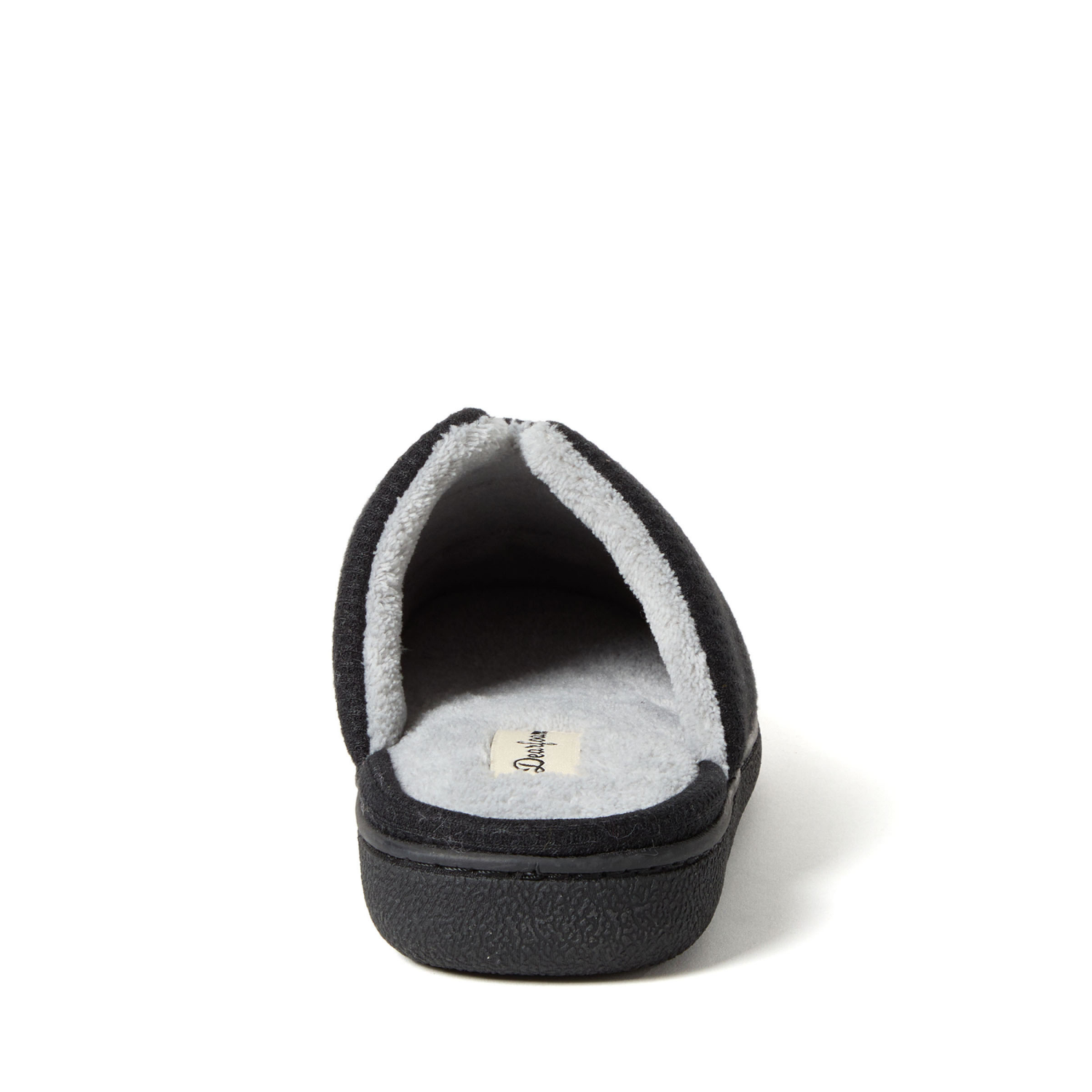 slide 2 of 6, Dearfoams Waffle Knit Scuff Slippers, Black, Size Large, LG