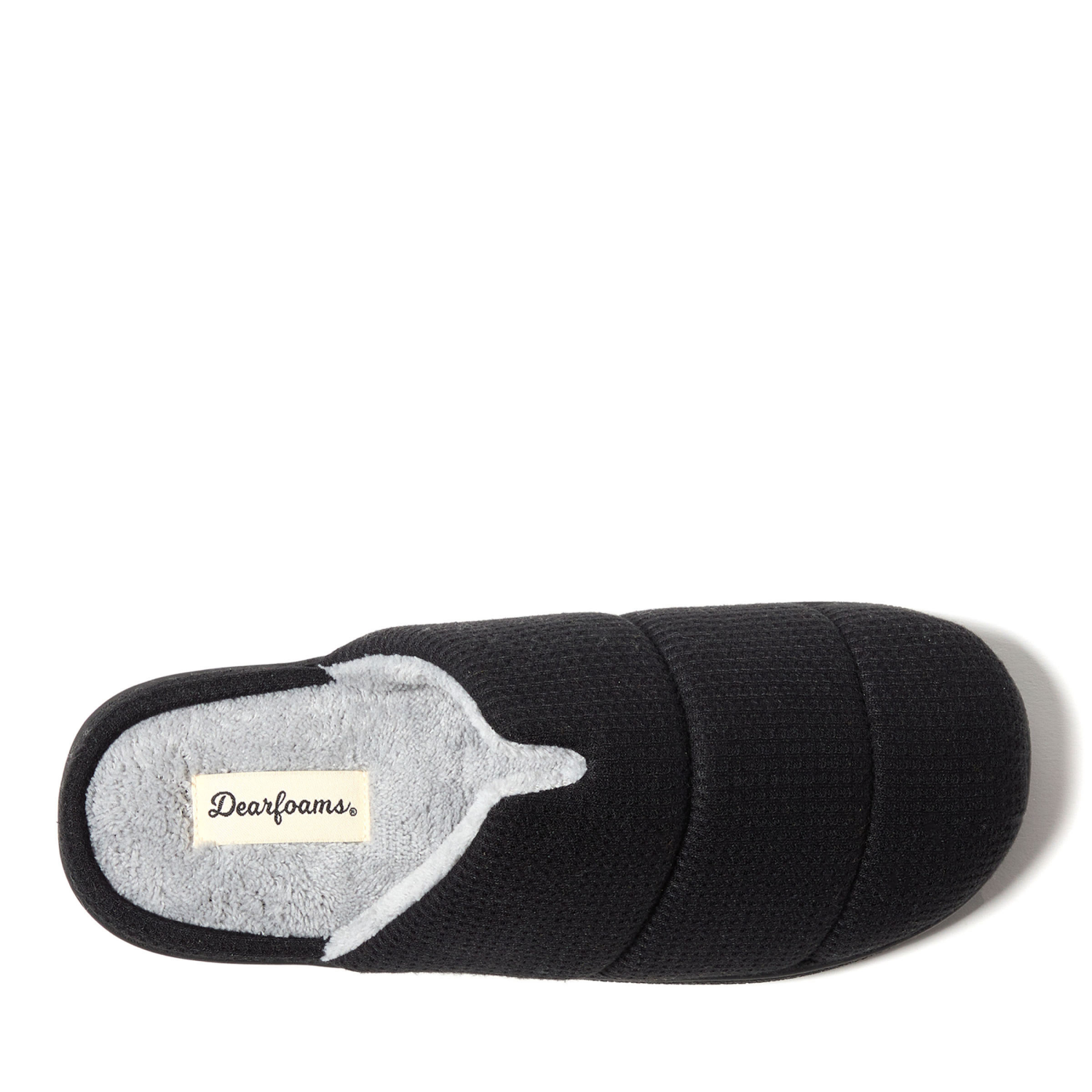 slide 6 of 6, Dearfoams Waffle Knit Scuff Slippers, Black, Size Medium, 1 ct