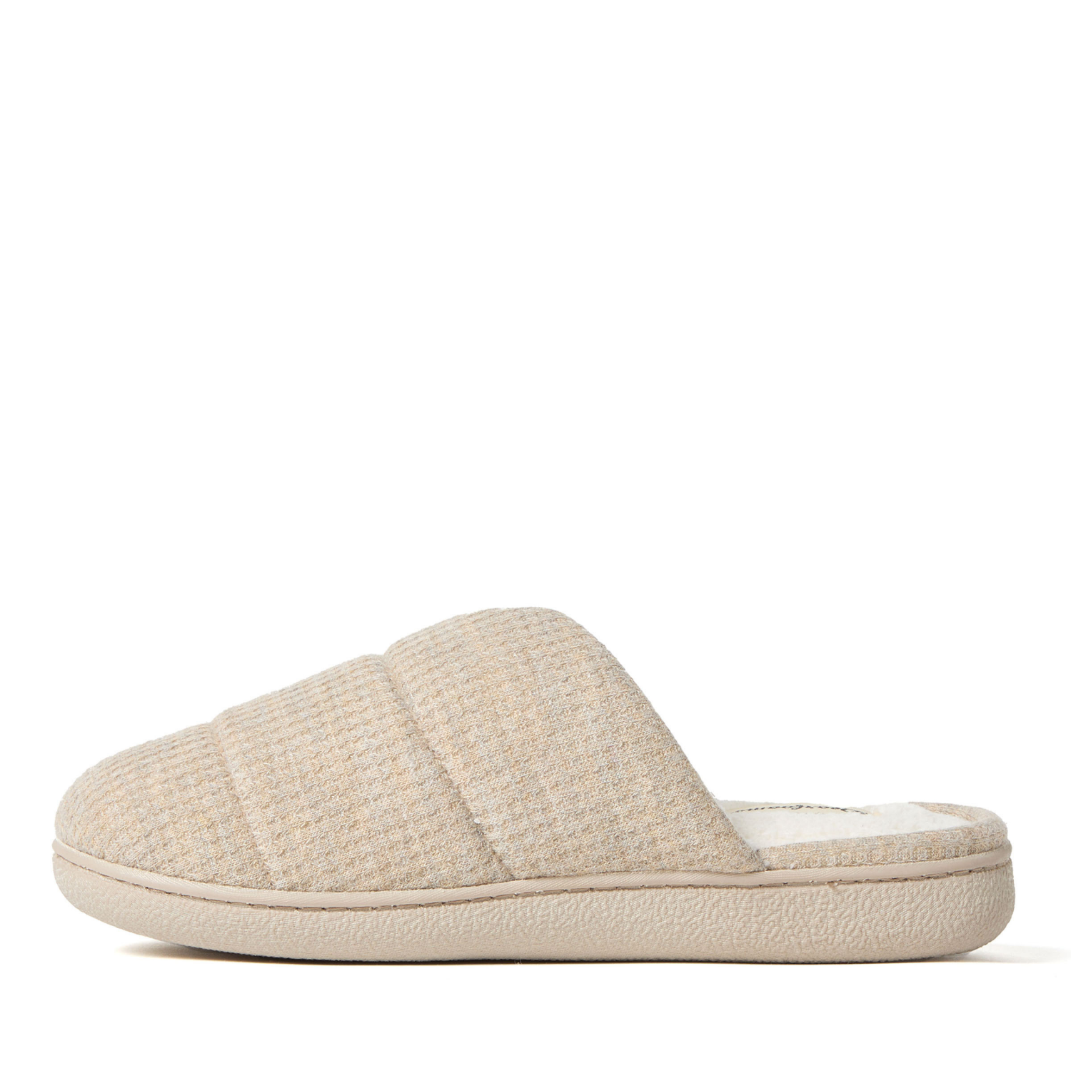 slide 4 of 6, Dearfoams Waffle Knit Scuff Slippers, Oatmeal, Size Large, LG