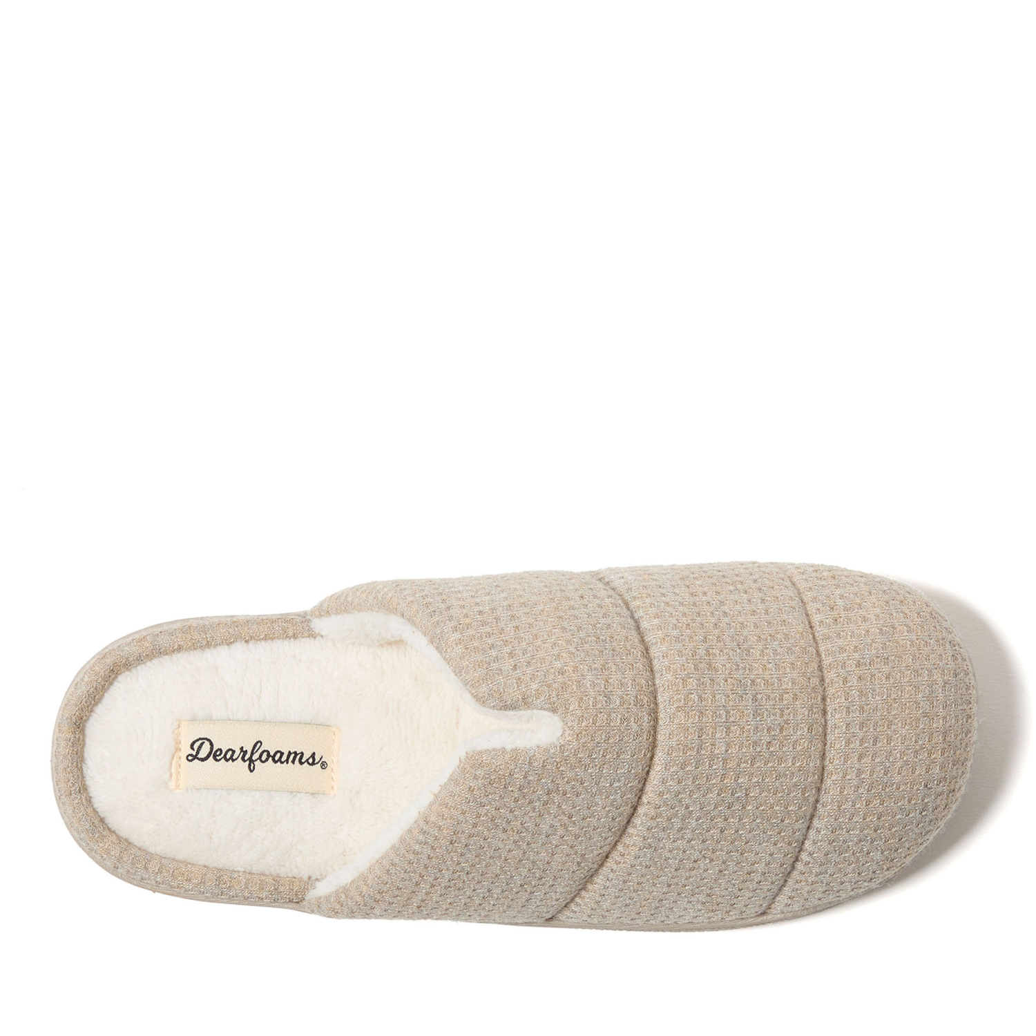 slide 6 of 6, Dearfoams Waffle Knit Scuff Slippers, Oatmeal, Size Medium, 1 ct