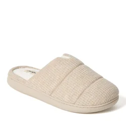 Dearfoams Waffle Knit Scuff Slippers, Oatmeal, Size Medium