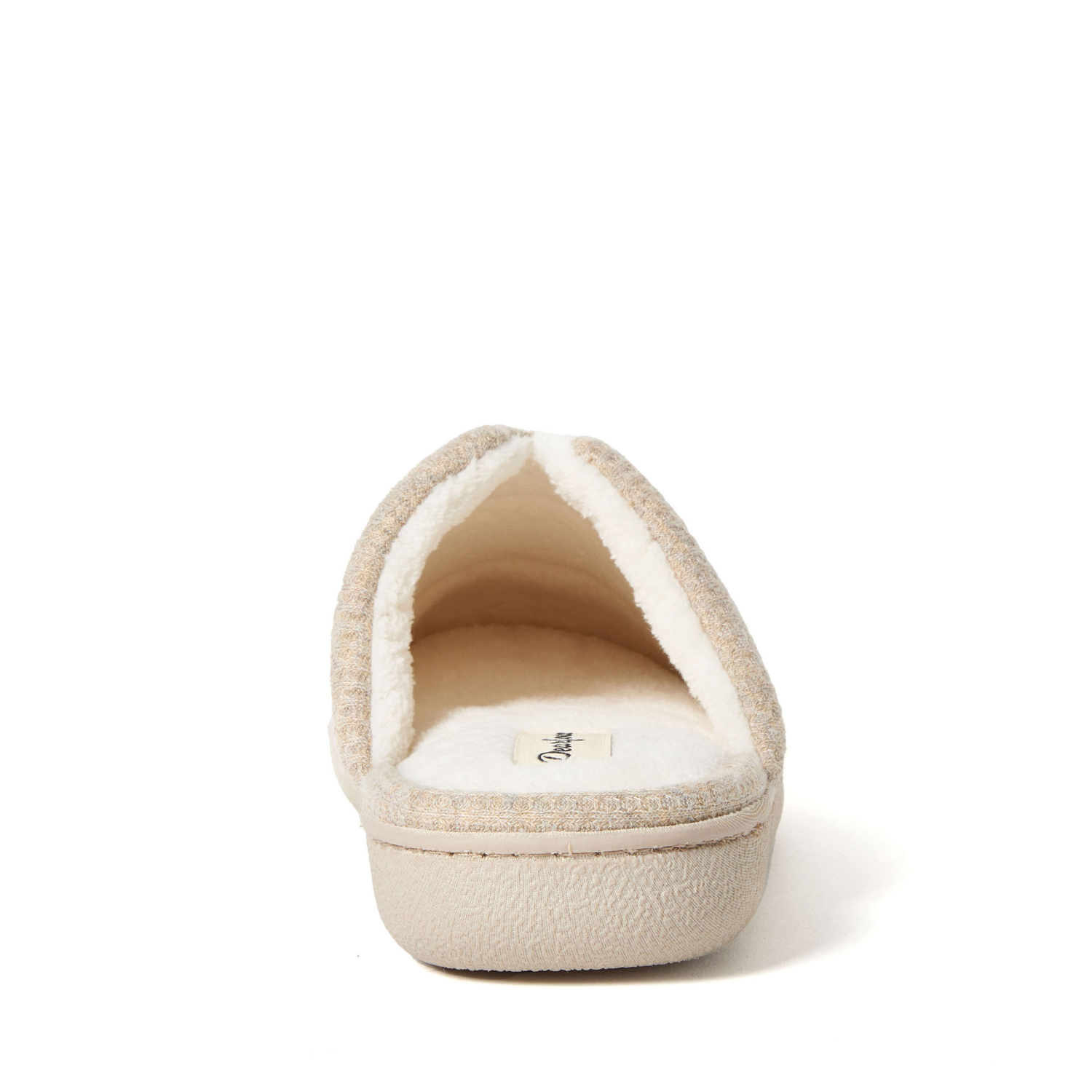 slide 2 of 6, Dearfoams Waffle Knit Scuff Slippers, Oatmeal, Size Small, 1 ct