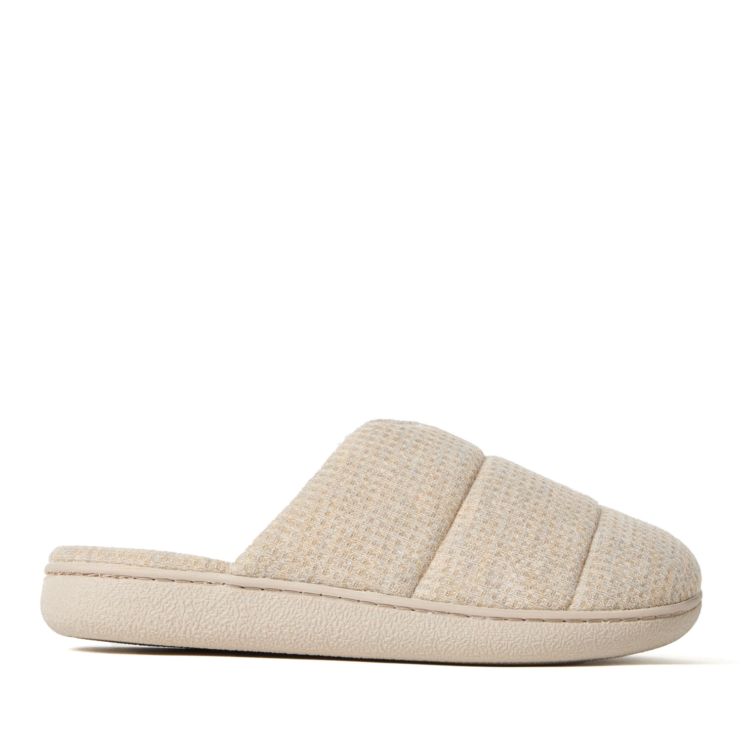 slide 5 of 6, Dearfoams Waffle Knit Scuff Slippers, Oatmeal, Size X-Large, XL