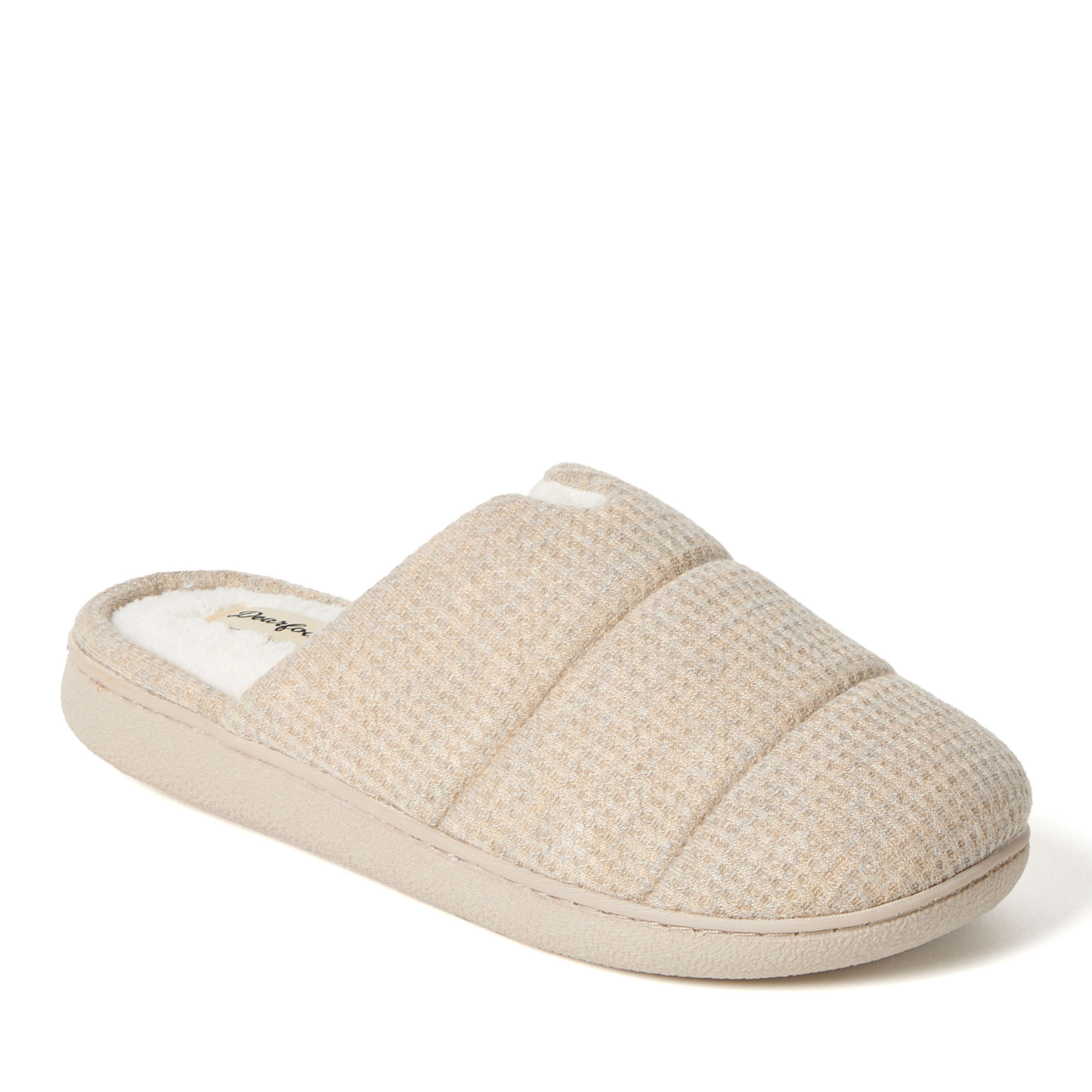 slide 1 of 6, Dearfoams Waffle Knit Scuff Slippers, Oatmeal, Size X-Large, XL