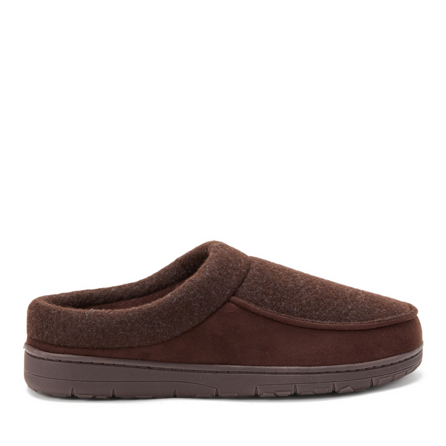 slide 5 of 6, Dearfoams Men's Canyon Felted and Microsuede Moc Toe Clog Slippers, Coffee, Size Small, 1 ct