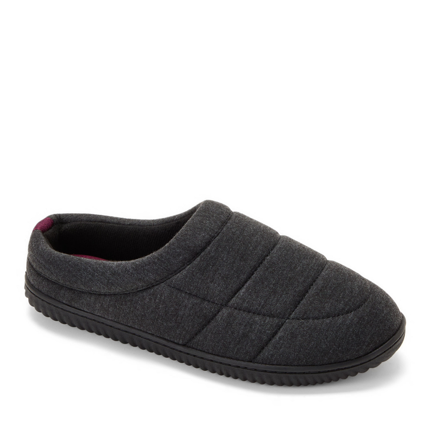slide 1 of 6, Dearfoams Arlo Jersey Clog Slippers, Black, Size Medium, 1 ct