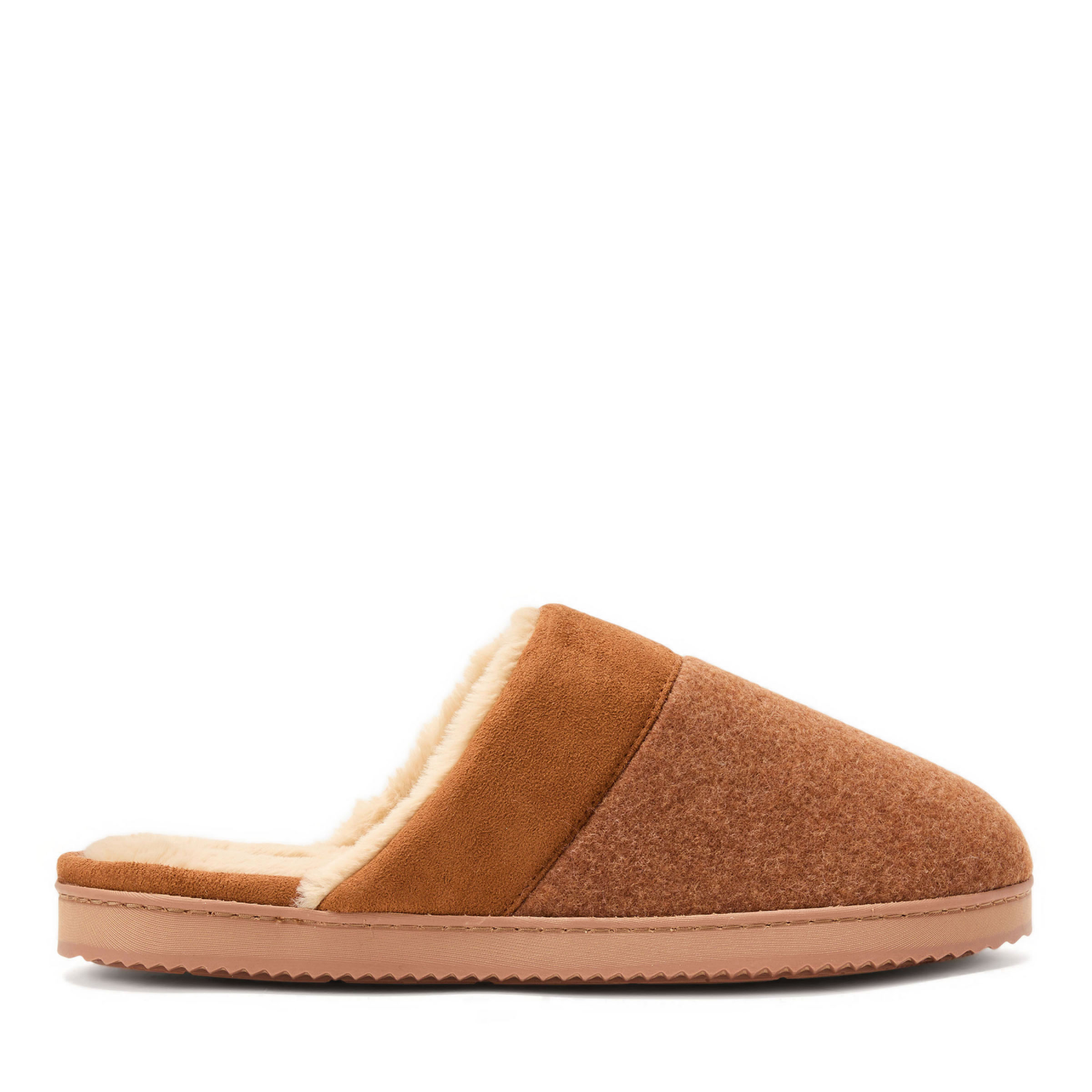 slide 5 of 6, Dearfoams Owen Mixed Material Scuff Slippers, Chestnut, Size Large, LG