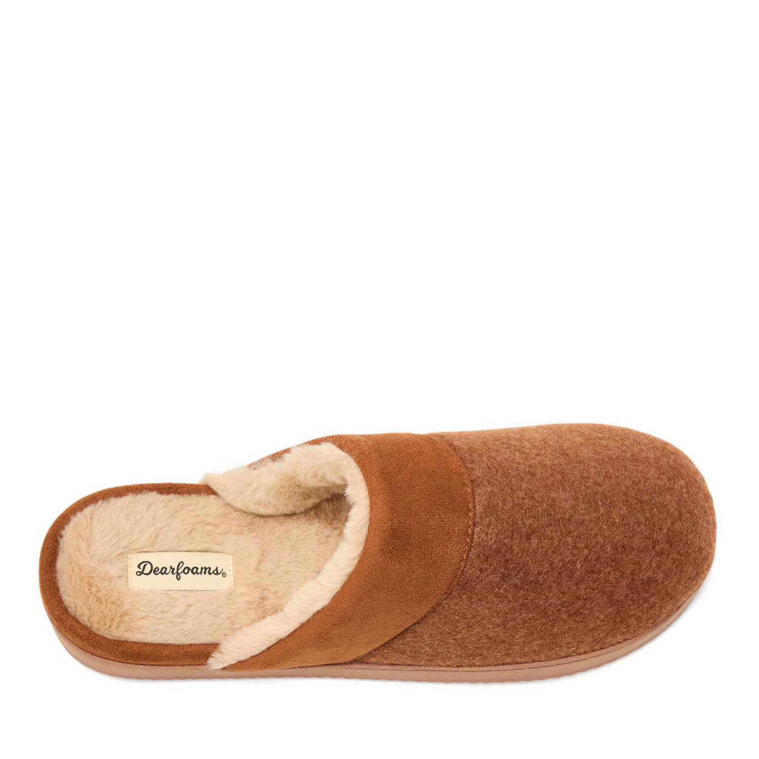 slide 6 of 6, Dearfoams Owen Mixed Material Scuff Slippers, Chestnut, Size Small, 1 ct