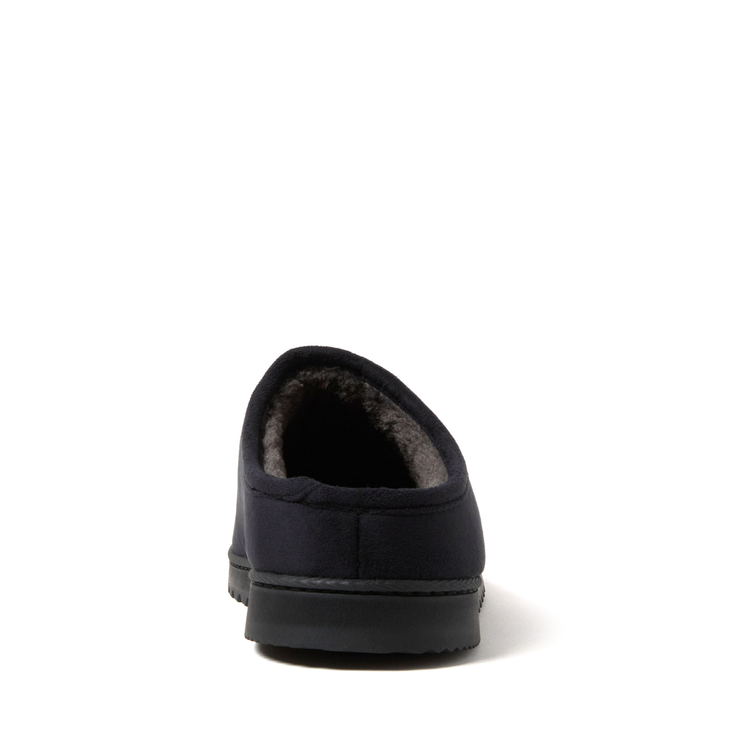 slide 2 of 6, Dearfoams Gage Microfiber Suede High Vamp Clog Slippers, Black, Size Large, LG