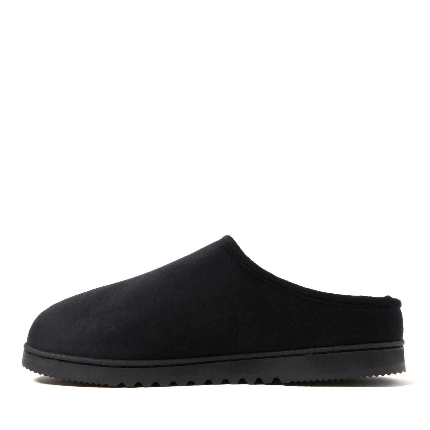 slide 4 of 6, Dearfoams Gage Microfiber Suede High Vamp Clog Slippers, Black, Size Large, LG