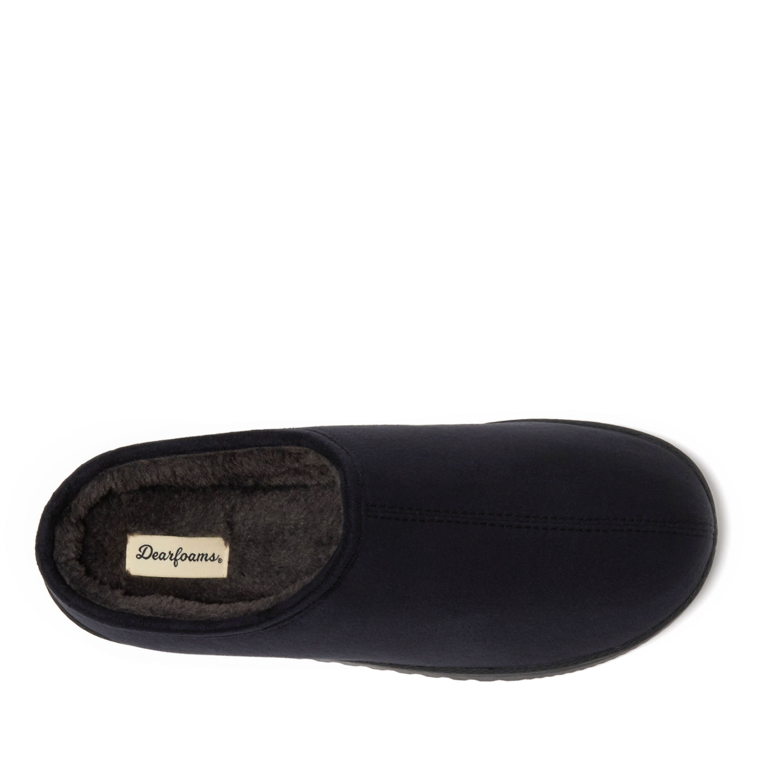 slide 6 of 6, Dearfoams Gage Microfiber Suede High Vamp Clog Slippers, Black, Size Large, LG