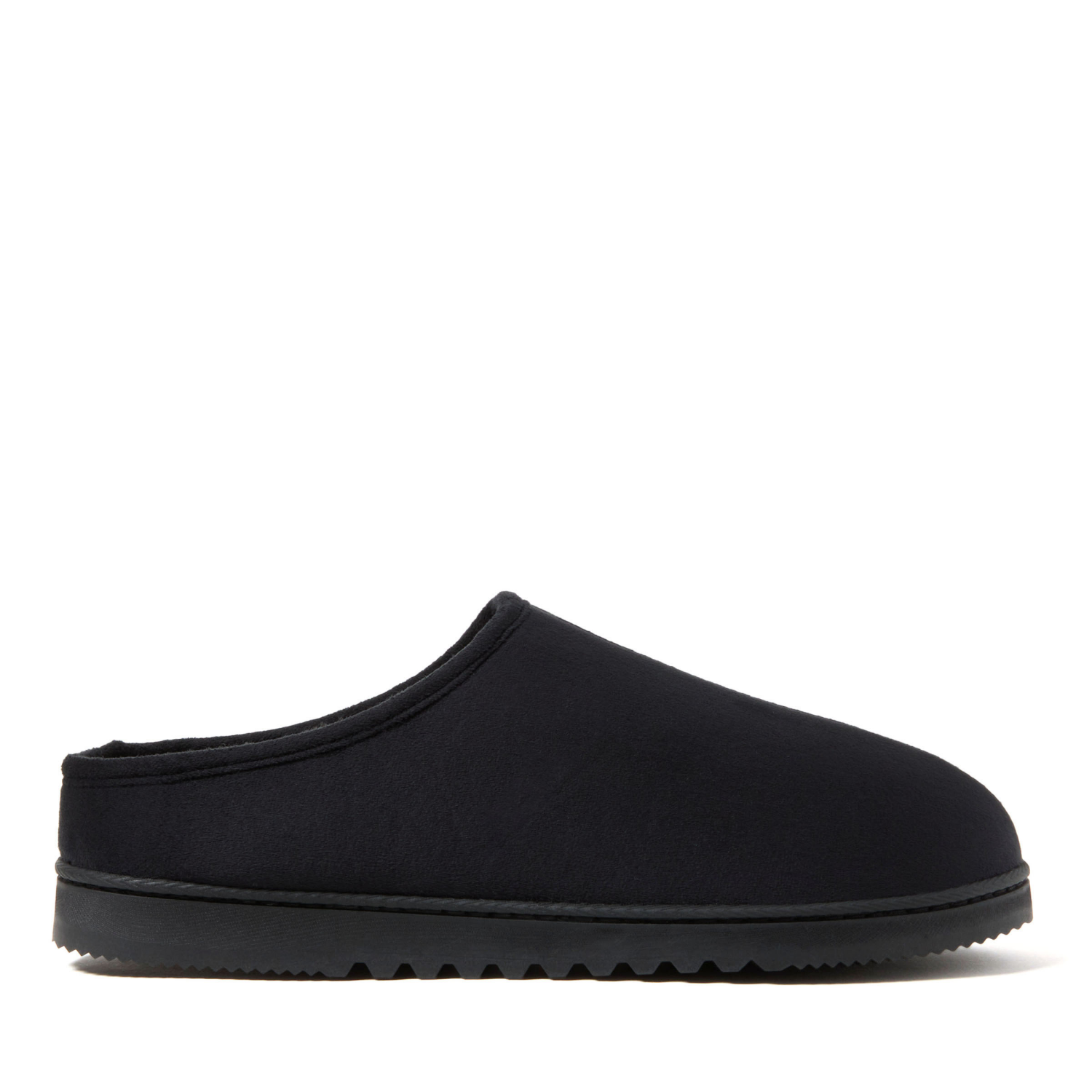 slide 5 of 6, Dearfoams Gage Microfiber Suede High Vamp Clog Slippers, Black, Size Medium, 1 ct