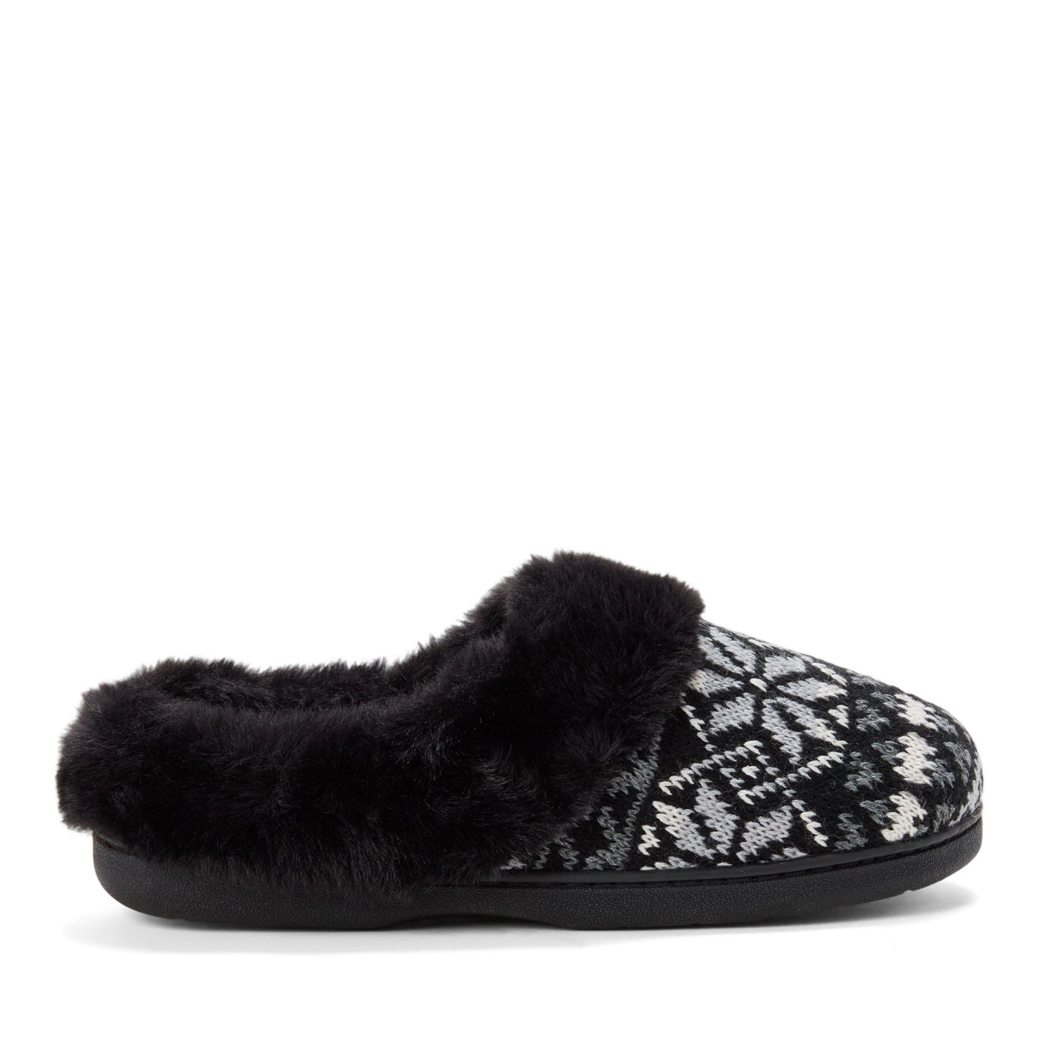 slide 5 of 6, Dearfoams Claire Fairisle Slipper, Black Combo, Size Large, LG