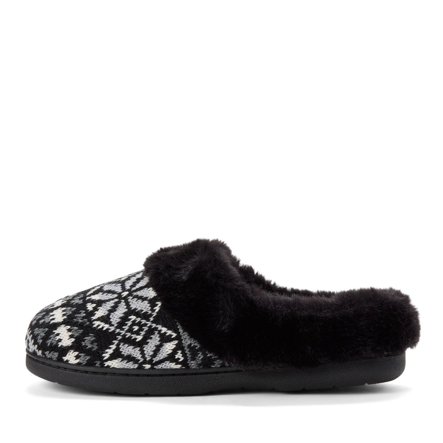 slide 4 of 6, Dearfoams Claire Fairisle Slipper, Black Combo, Size Small, 1 ct