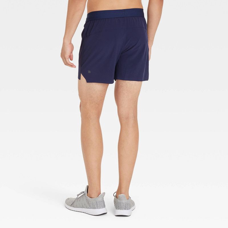 slide 2 of 3, Men's Active Light Brief Lined Run Shorts 5" - All In Motion™ Navy Blue M: Moisture Wicking, Quick Dry, 4-Way Stretch, 1 ct