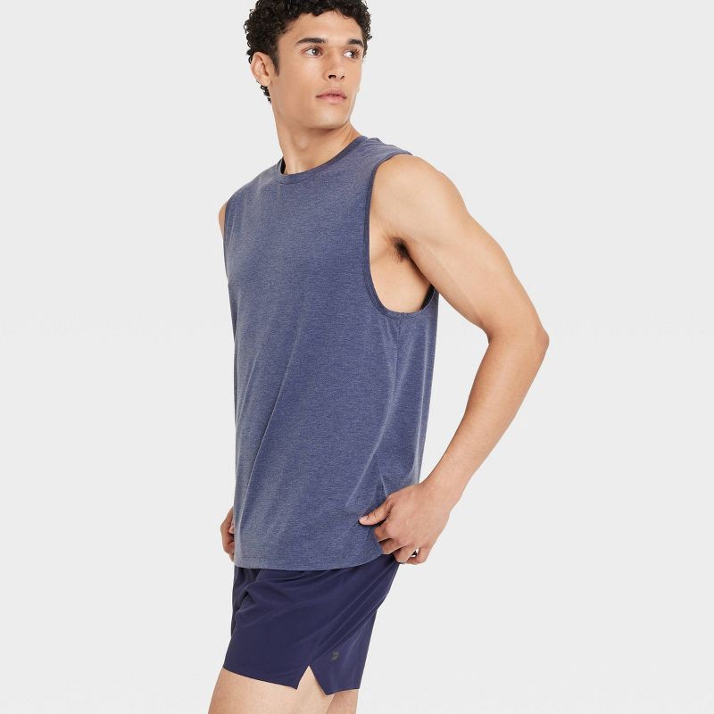 slide 3 of 3, Men's Active Light Brief Lined Run Shorts 5" - All In Motion™ Navy Blue L, 1 ct