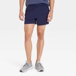 Men's Active Light Brief Lined Run Shorts 5" - All In Motion™ Navy Blue XL: Moisture Wicking, Quick Dry, 4-Way Stretch