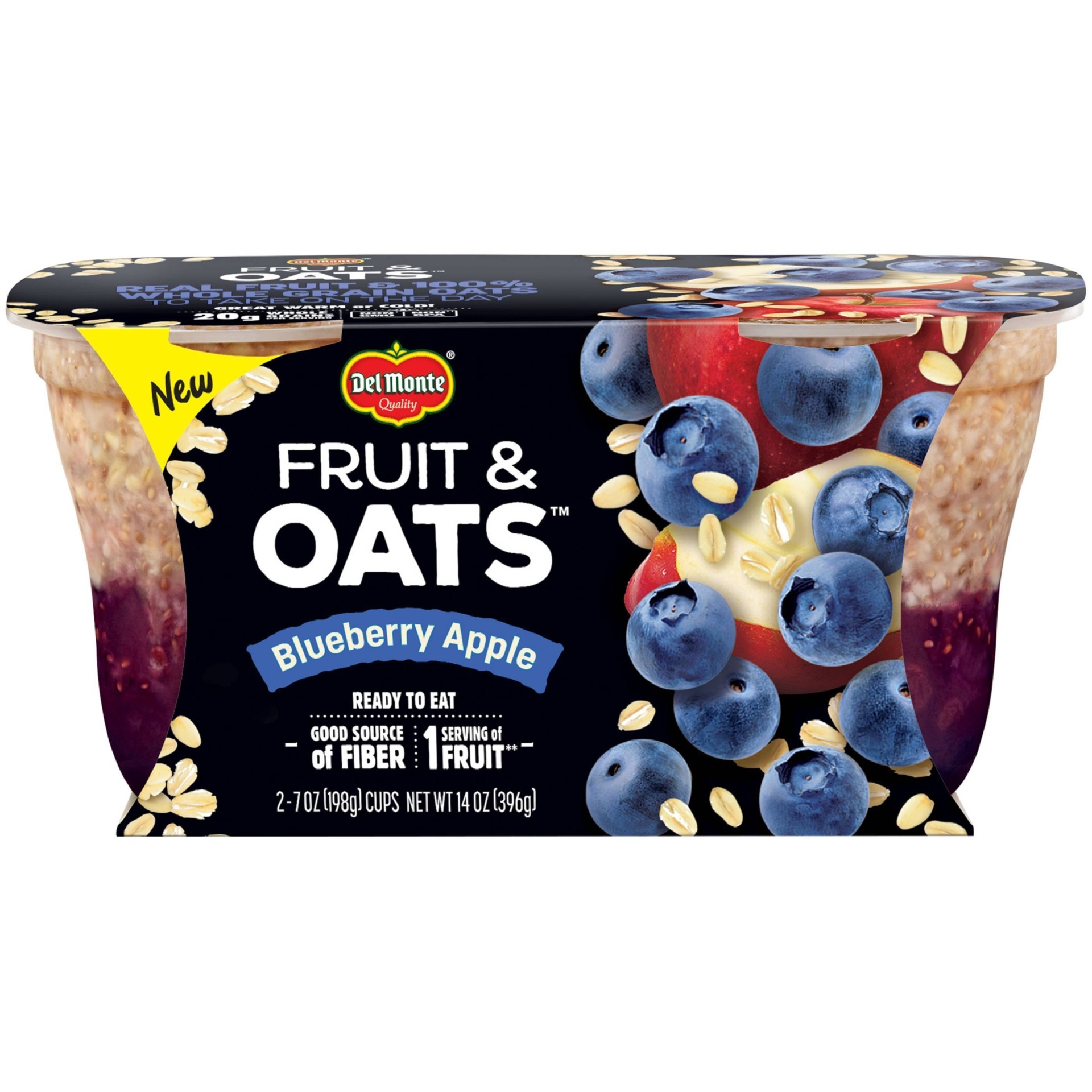 slide 1 of 5, Del Monte Blueberry Apple Fruit & Oats Fruit Cups, 2 ct