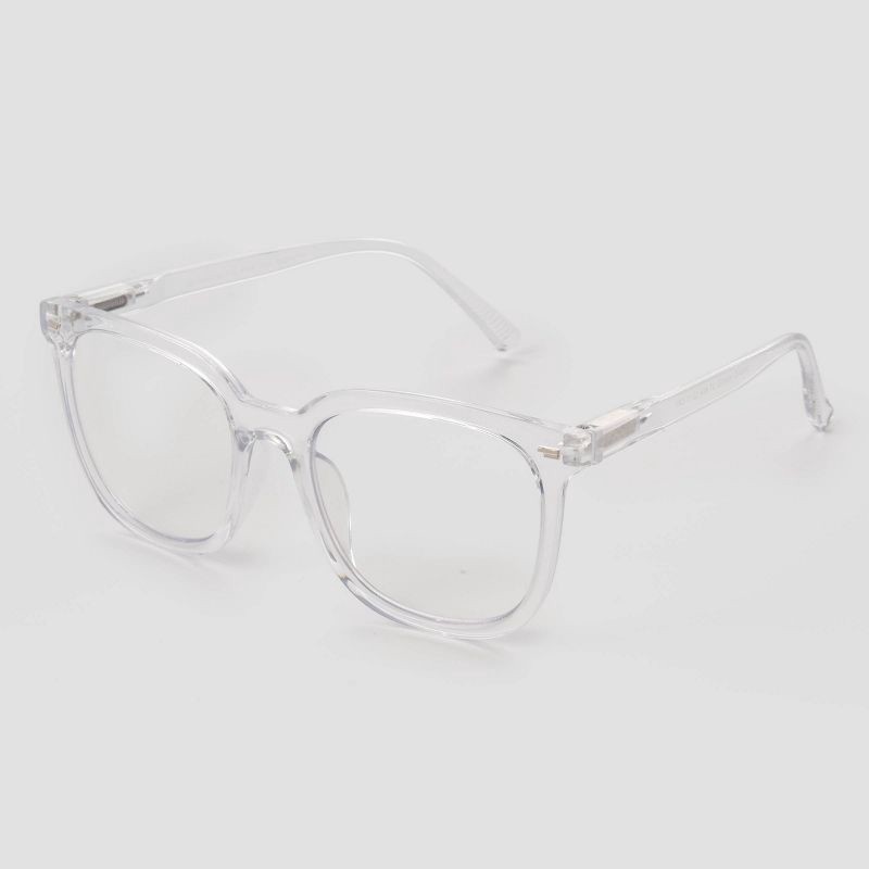 slide 2 of 2, Women's Gloss Plastic Square Blue Light Filtering Reading Glasses - Universal Thread™ Clear Diopter 1.5: Medium Fit, Recycled Frame, 1 ct