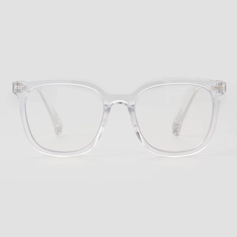 slide 1 of 2, Women's Gloss Plastic Square Blue Light Filtering Reading Glasses - Universal Thread™ Clear Diopter 1.5: Medium Fit, Recycled Frame, 1 ct
