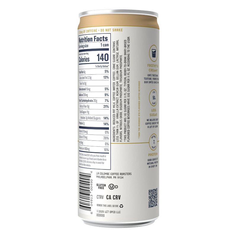 slide 8 of 12, La Colombe Vanilla Draft Latte - 11 fl oz Can, 11 fl oz