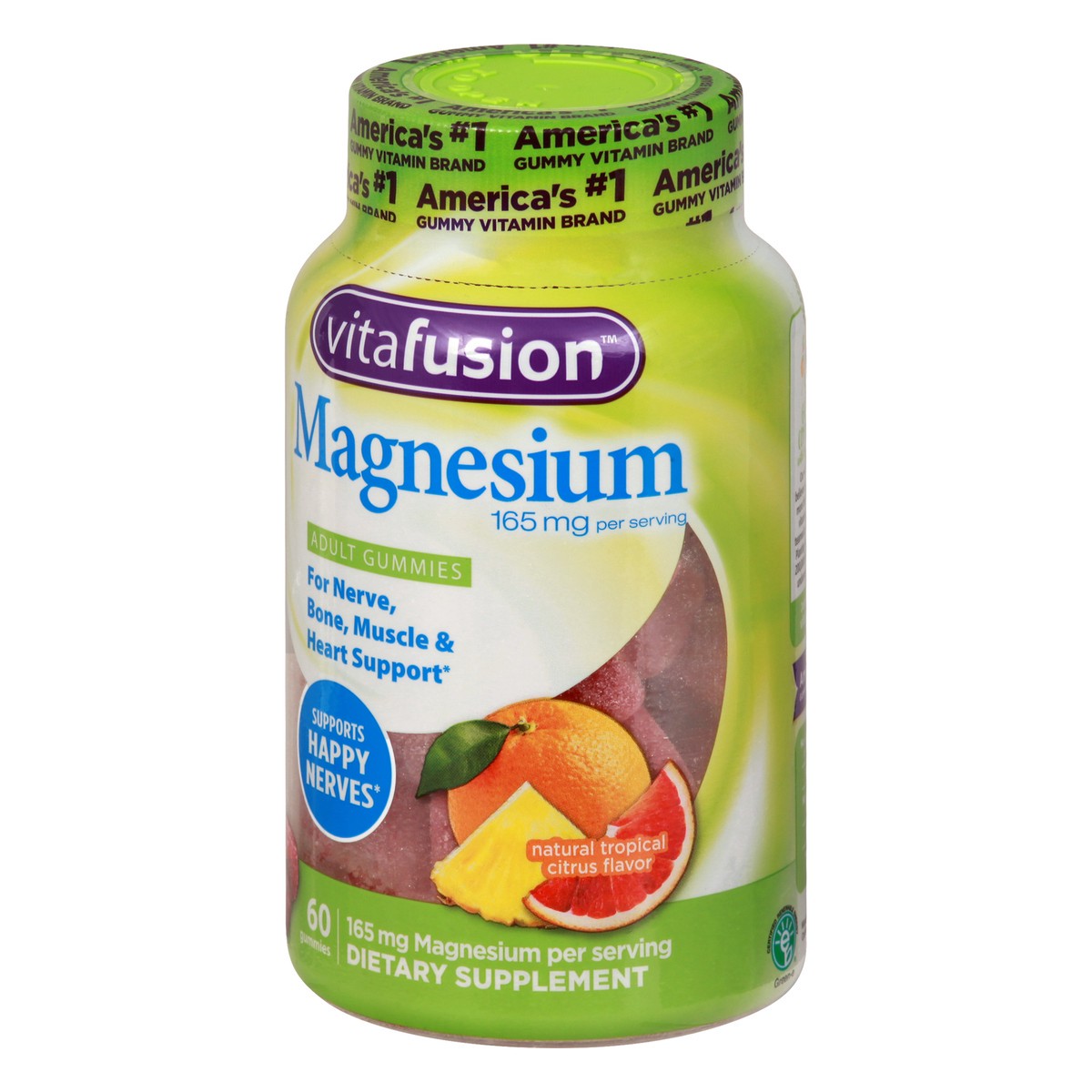 slide 5 of 9, vitafusion 165 mg Tropical Citrus Flavor Magnesium 60 Gummies, 60 ct