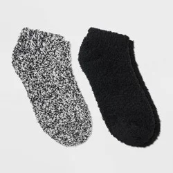 Women's Marled 2pk Cozy Low Cut Socks - Auden™ Black 4-10: Knit, Lightweight, Tagless, Recycled Polyester