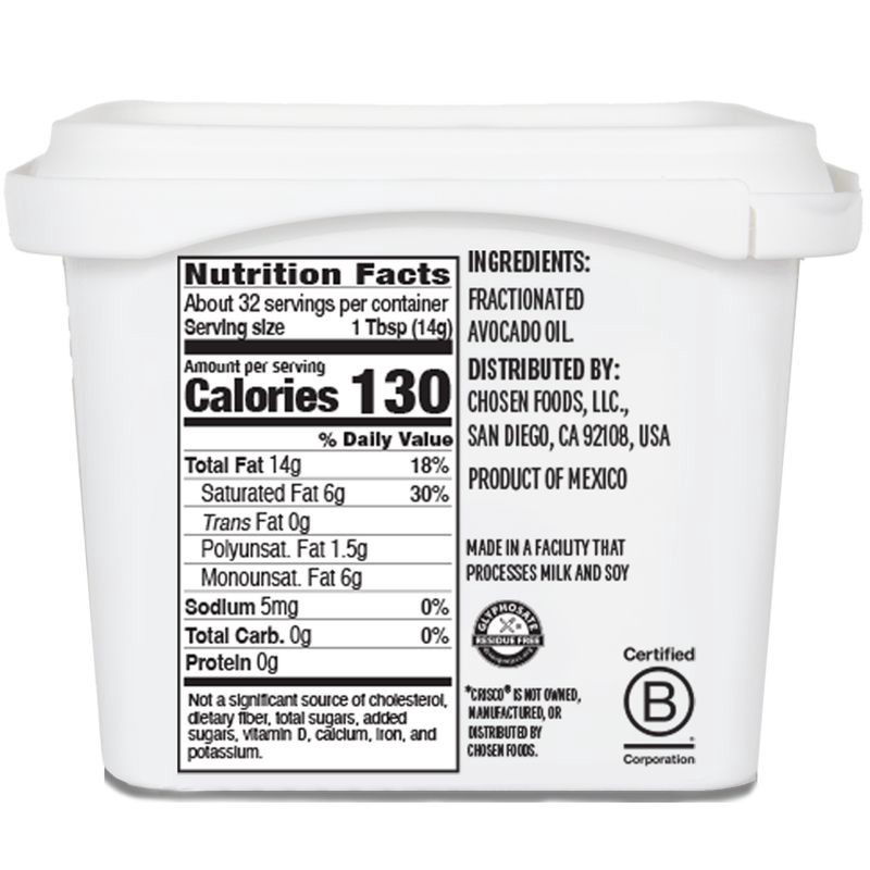 slide 8 of 8, Chosen Foods Shortening Oil - 16oz, 16 oz