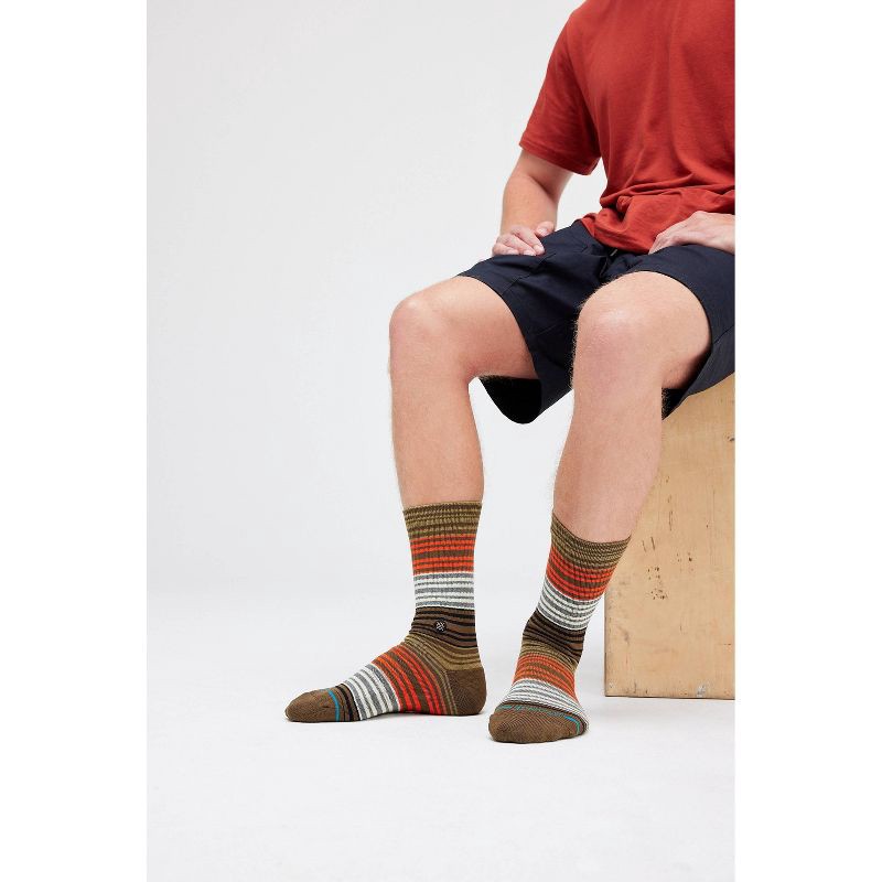 slide 3 of 8, STANCE Men's Striped Crew Socks 2pk - Green/Light Brown 6-12, 2 ct