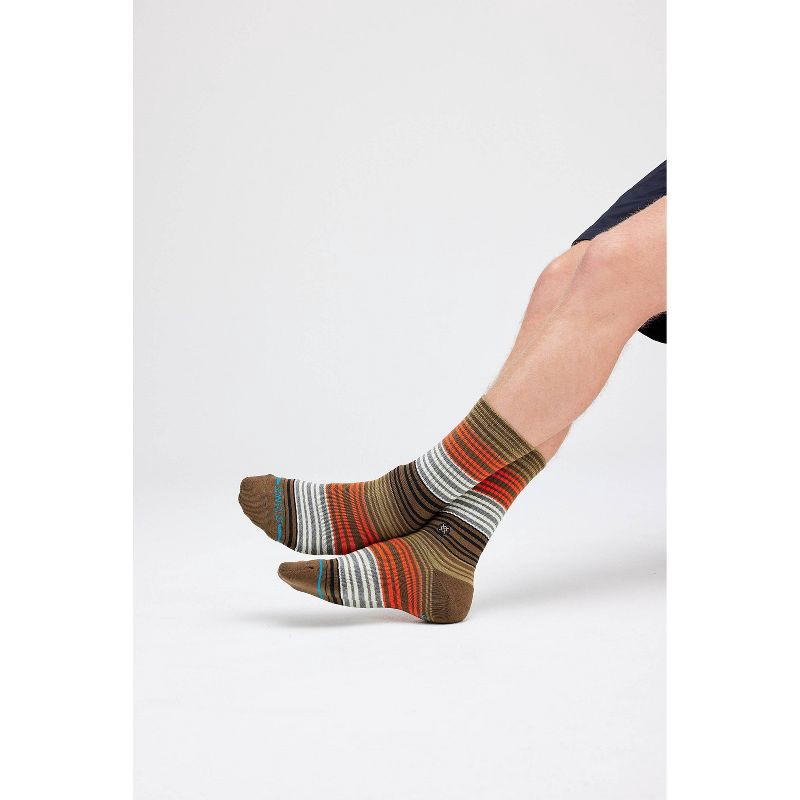 slide 5 of 8, STANCE Men's Striped Crew Socks 2pk - Green/Light Brown 6-12, 2 ct