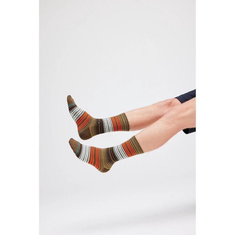 slide 7 of 8, STANCE Men's Striped Crew Socks 2pk - Green/Light Brown 6-12, 2 ct