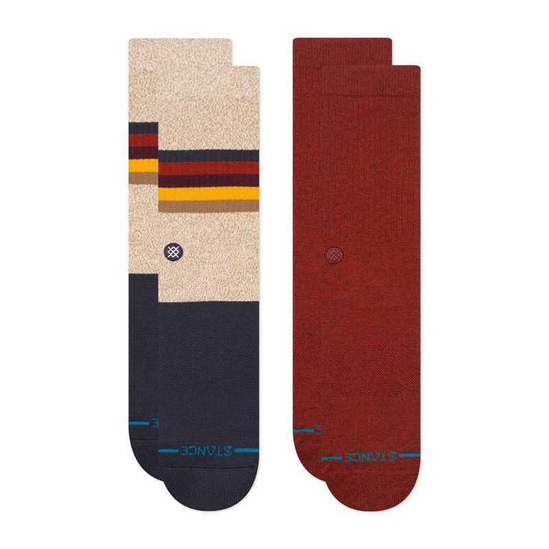 slide 2 of 8, STANCE Men's Striped Turntable Crew Socks 2pk - Navy Blue/Red 6-12, 2 ct