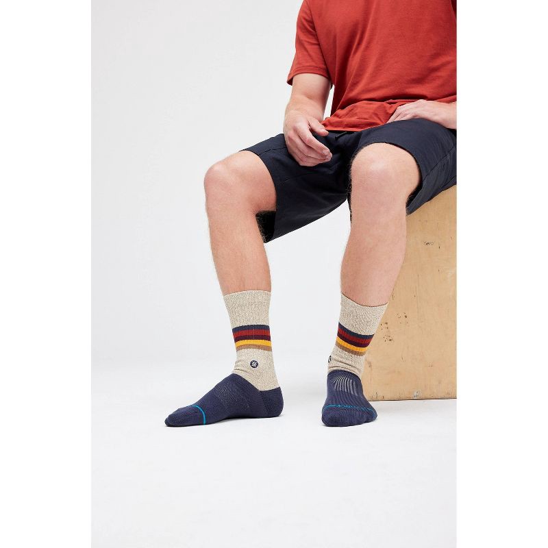 slide 3 of 8, STANCE Men's Striped Turntable Crew Socks 2pk - Navy Blue/Red 6-12, 2 ct