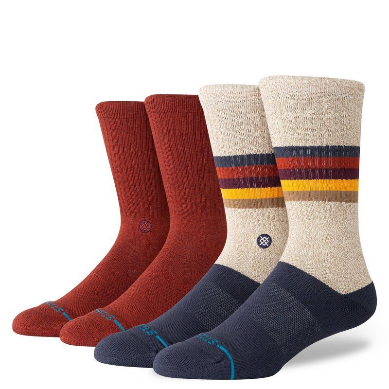 slide 1 of 8, STANCE Men's Striped Turntable Crew Socks 2pk - Navy Blue/Red 6-12, 2 ct