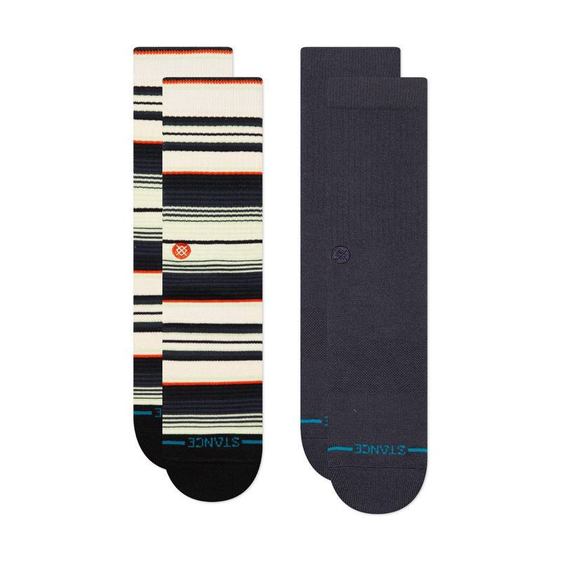 slide 2 of 8, STANCE Men's Striped Duncans Crew Socks 2pk - Navy Blue/Gray/White 6-12, 2 ct
