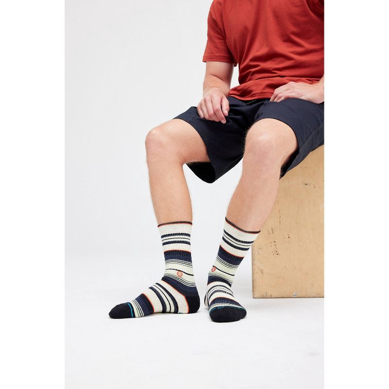slide 3 of 8, STANCE Men's Striped Duncans Crew Socks 2pk - Navy Blue/Gray/White 6-12, 2 ct