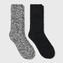 Women's Marled 2pk Cozy Crew Socks - Auden™ Black 4-10: Recycled Polyester, Knit, Tagless