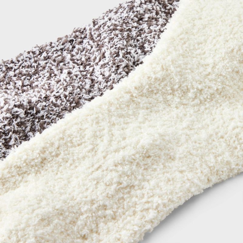 slide 3 of 3, Women's Marled 2pk Cozy Crew Socks - Auden™ Ivory/Charcoal Gray 4-10: Knit Lightweight, Tagless, Recycled Polyester, 2 ct