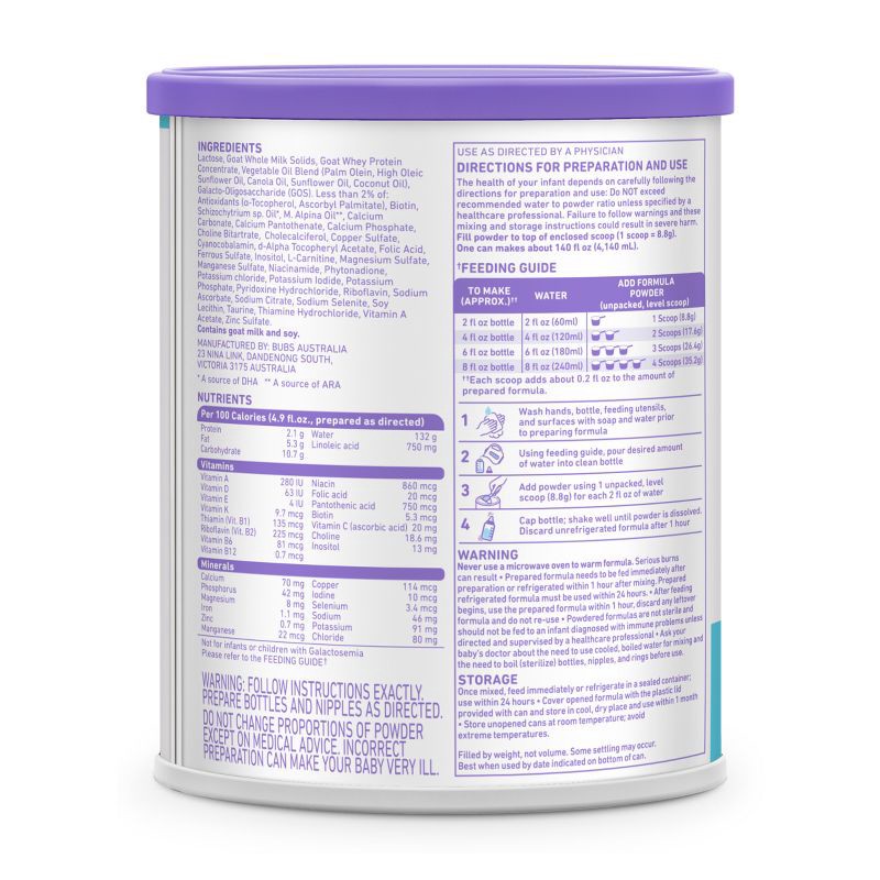 slide 3 of 11, Bubs Easy Digest Goat Infant Formula Powder - 20oz, 20 oz