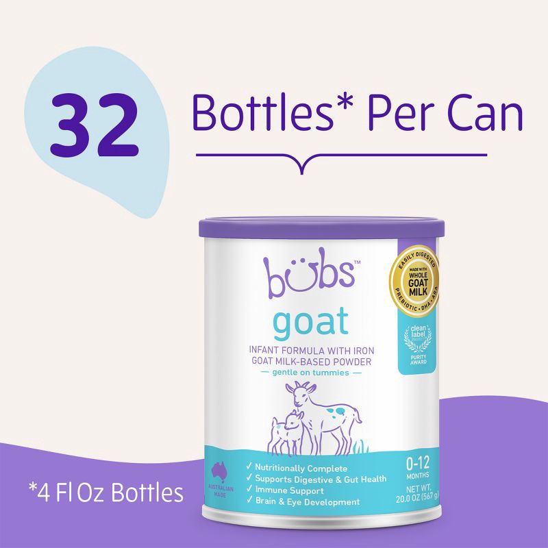 slide 5 of 11, Bubs Easy Digest Goat Infant Formula Powder - 20oz, 20 oz