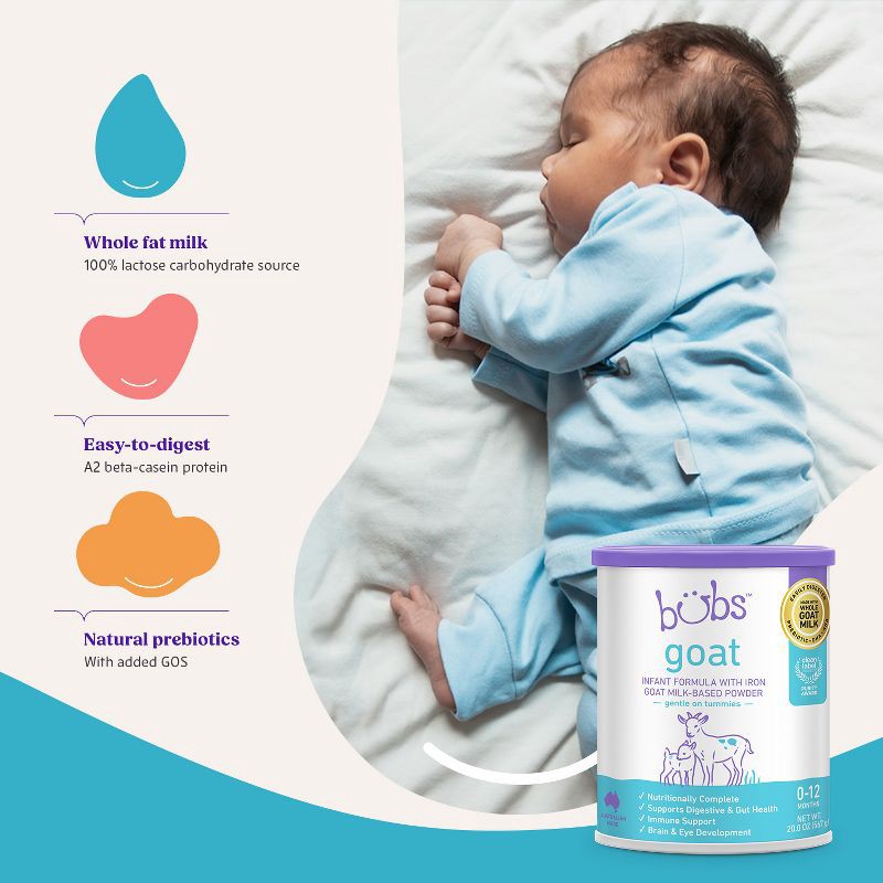 slide 8 of 11, Bubs Easy Digest Goat Infant Formula Powder - 20oz, 20 oz