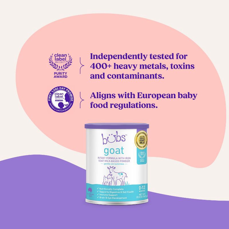 slide 9 of 11, Bubs Easy Digest Goat Infant Formula Powder - 20oz, 20 oz