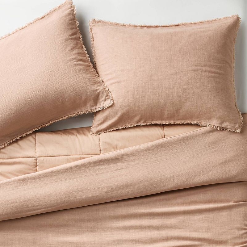 slide 3 of 6, King Heavyweight Linen Blend Comforter and Sham Set Light Adobe Clay - Casaluna™, 1 ct
