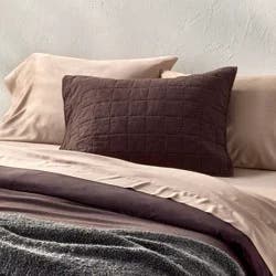 Standard Heavyweight Linen Blend Quilt Sham Set Dark Fig - Casaluna™