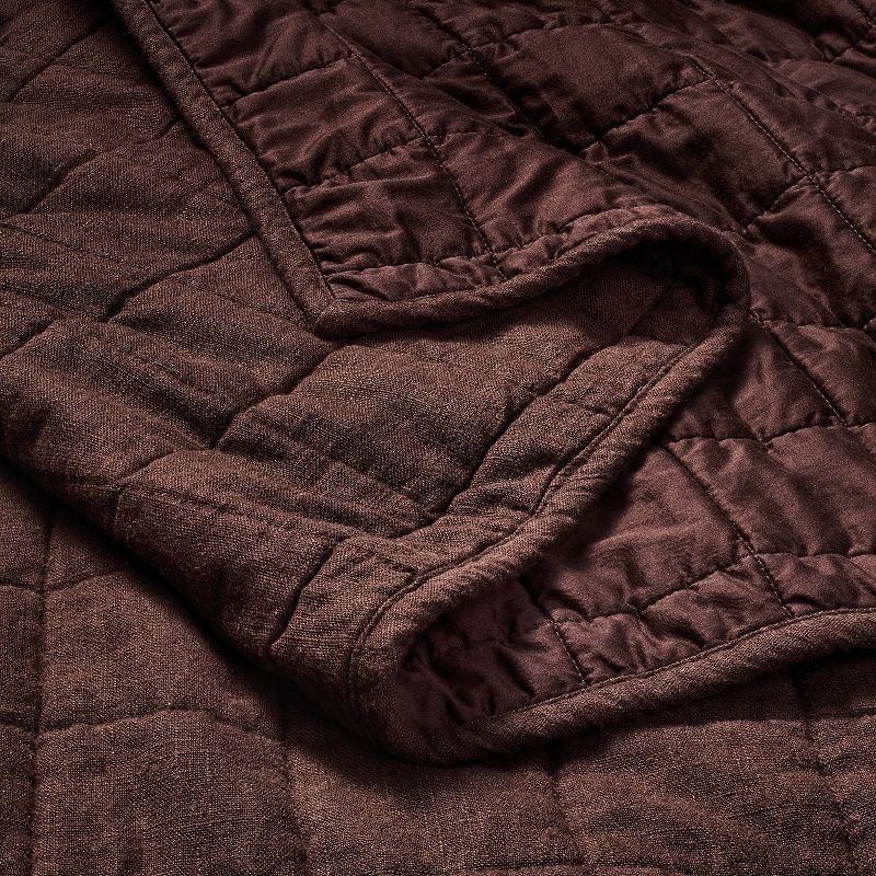 slide 3 of 4, Full/Queen Heavyweight Linen Blend Quilt Dark Fig - Casaluna™, 1 ct