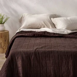 Full/Queen Heavyweight Linen Blend Quilt Dark Fig - Casaluna™