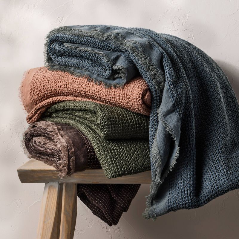 slide 4 of 5, King Textured Waffle Coverlet Dark Fig - Casaluna™, 1 ct