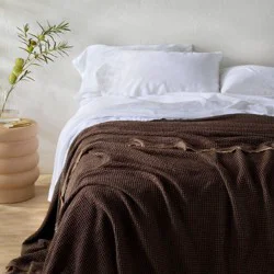 King Textured Waffle Coverlet Dark Fig - Casaluna™